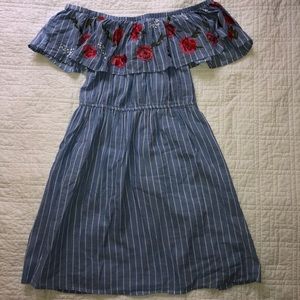 Off the shoulder, embroidered dress.